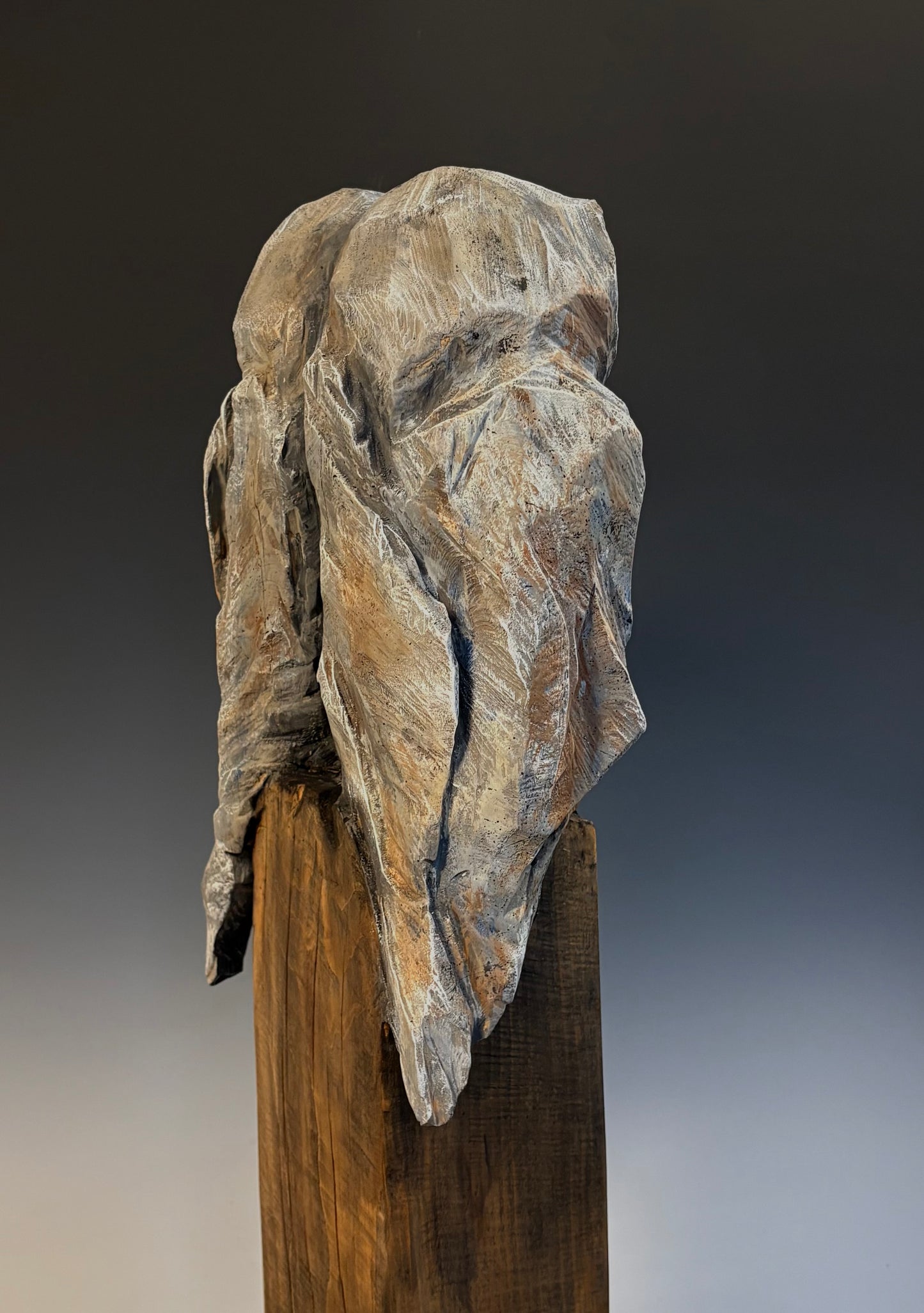 "THE COLOR OF LOVE" HAND CARVED WHITE PINE SCULPTURE WITH CHALK PAINT
