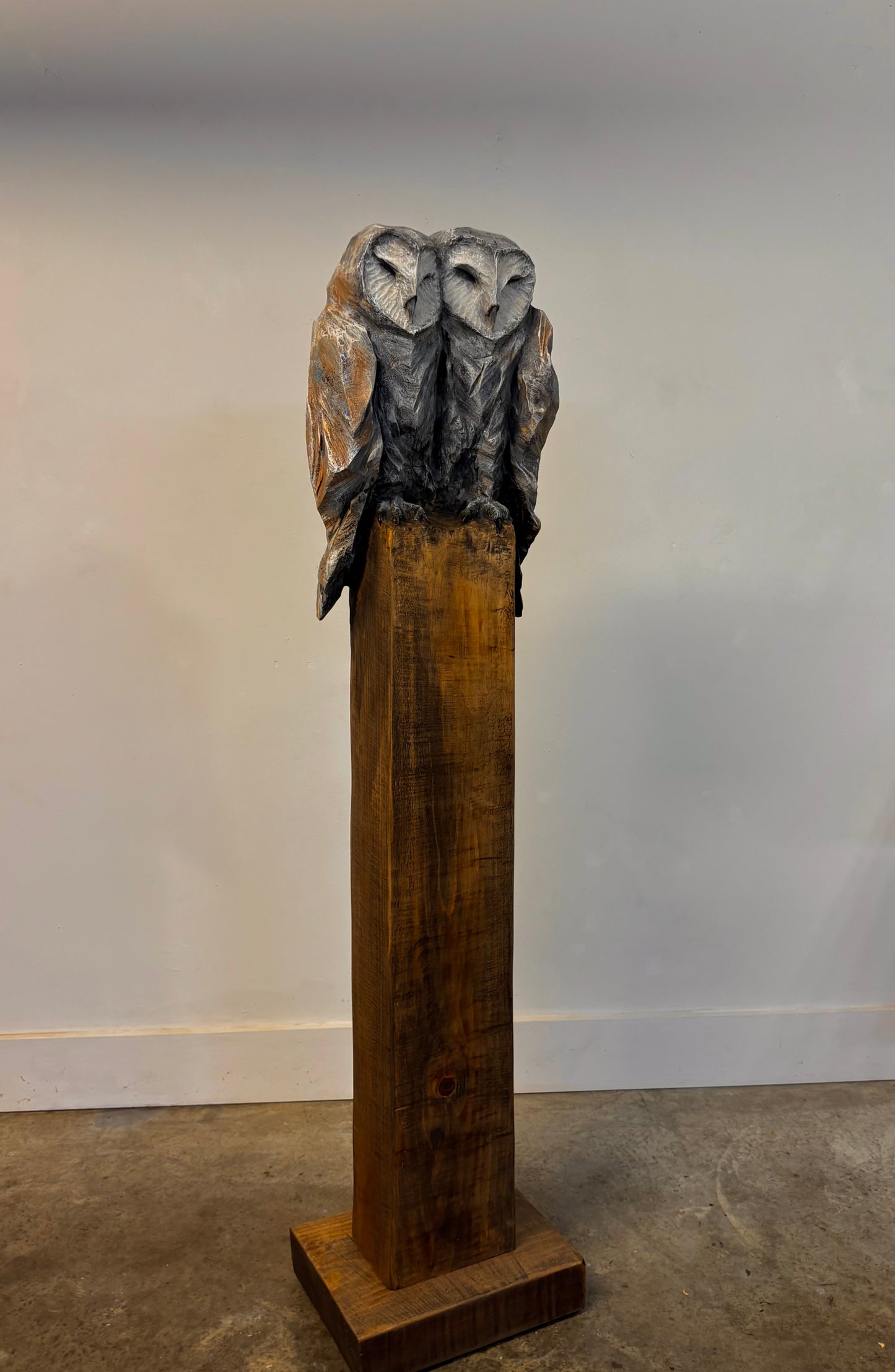"THE COLOR OF LOVE" HAND CARVED WHITE PINE SCULPTURE WITH CHALK PAINT