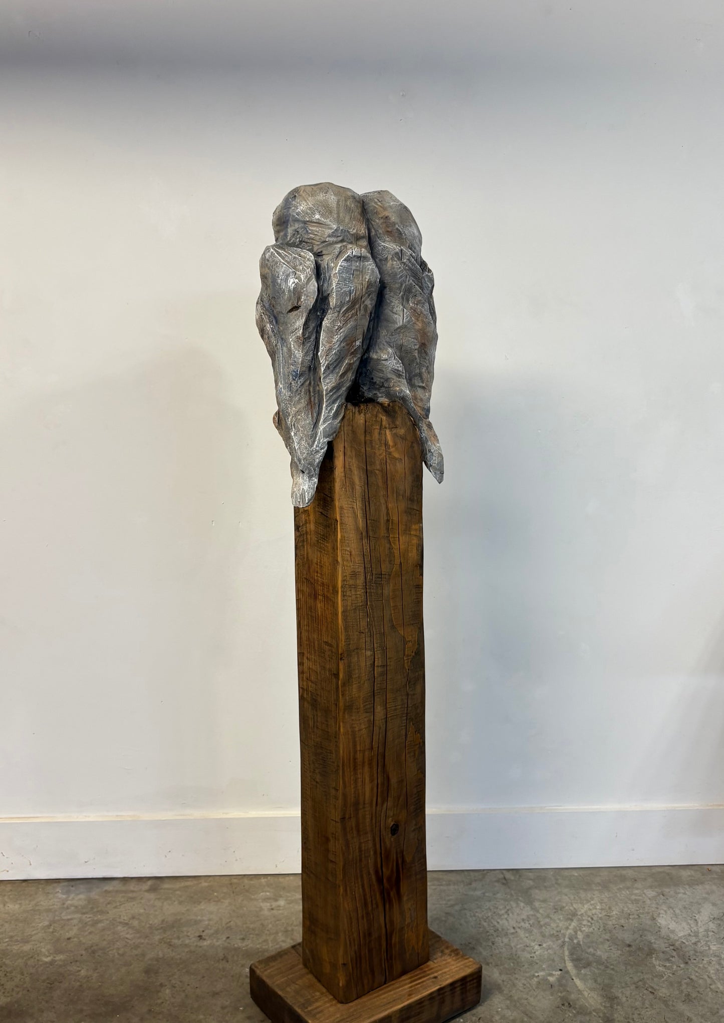 "THE COLOR OF LOVE" HAND CARVED WHITE PINE SCULPTURE WITH CHALK PAINT