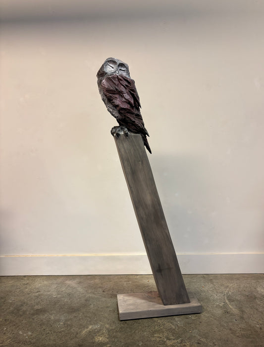 "THE ORACLE" HAND CARVED WHITE PINE WITH CHALK PAINT SCULPTURE