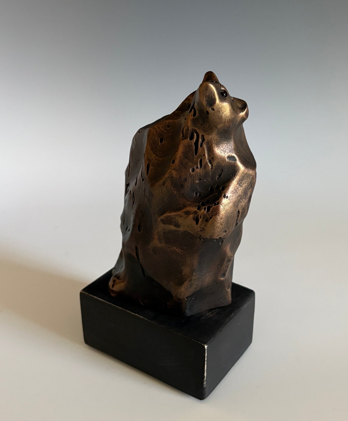 "THE ORATOR" MAPLE, SHOU SUGI BAN & ACRYLICS WOOD SCULPTURE