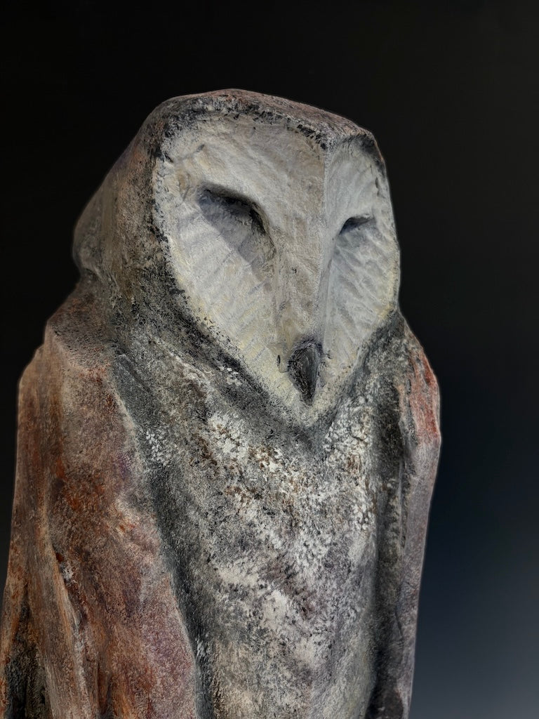 "THE PHILOSOPHER" HAND CARVED WHITE PINE SCULPTURE WITH CHALK PAINT