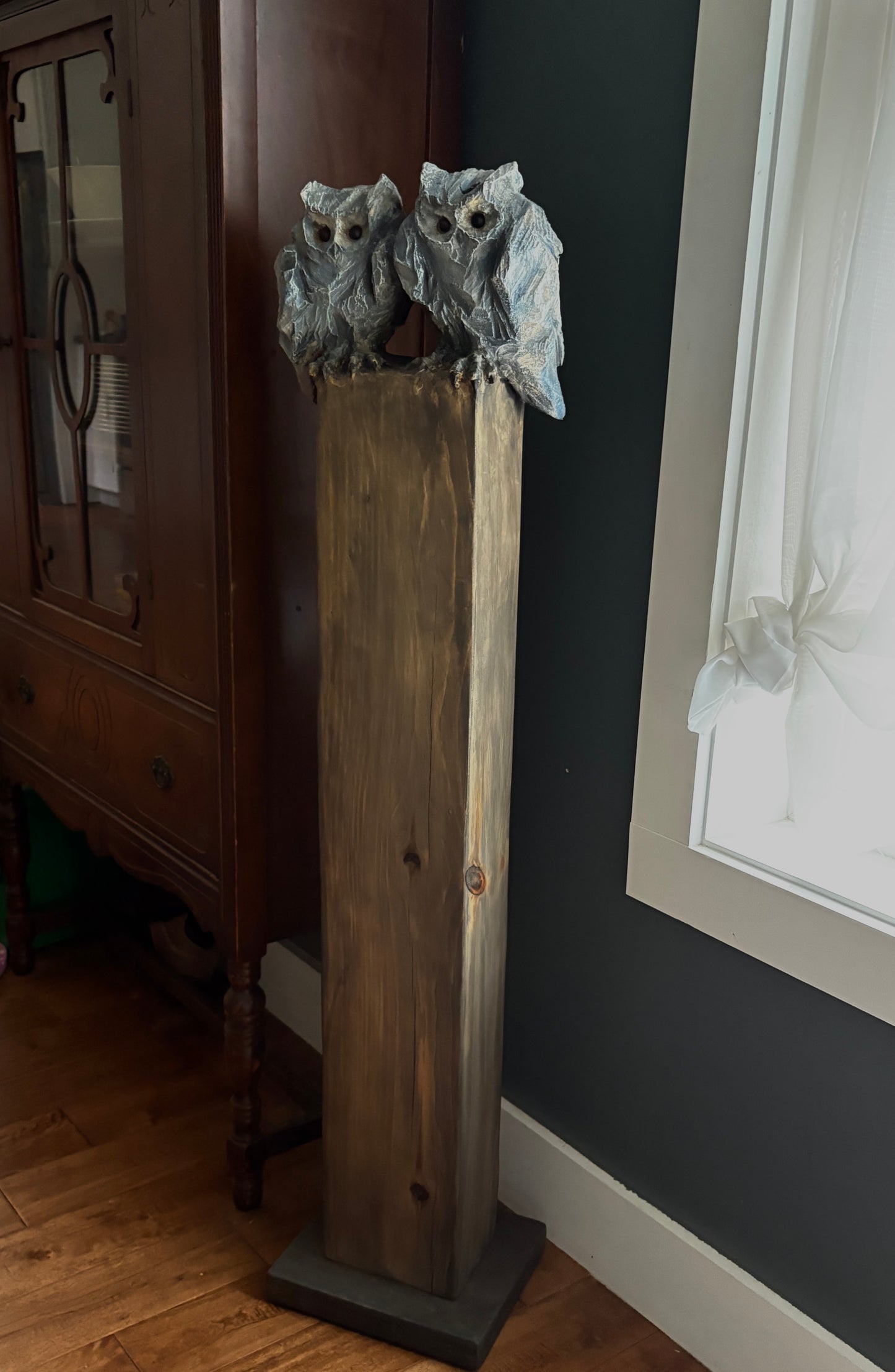 "THE QUIET IN THE WILDERNESS" HAND CARVED WHITE PINE WITH CHALK PAINT SCULPTURE