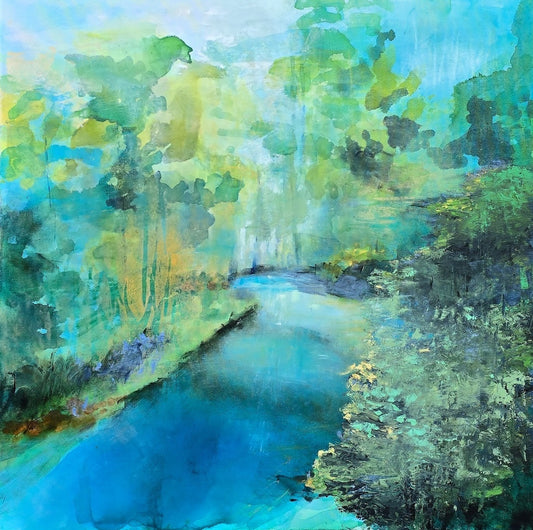 "THE RIVER KNOWS" ORIGINAL MIXED MEDIA PAINTING ON CANVAS