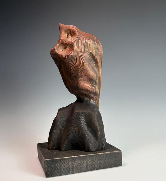 "THE SECRET" HAND CARVED WESTERN REDCEDAR SCULPTURE