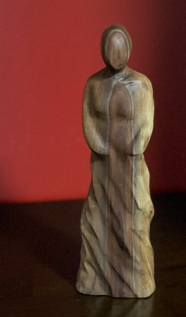 "THE WAITING" HAND CARVED WOOD SCULPTURE