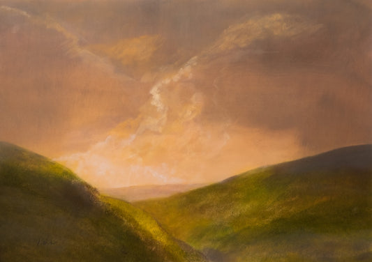 "THE WISDOM OF THE MOUNTAINS" ORIGINAL OIL ON PAPER/FRAMED