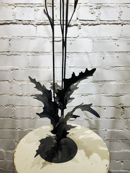 TALL BLACK FIELD STUDY W/ THISTLE HAND FORGED METAL SCULPTURE