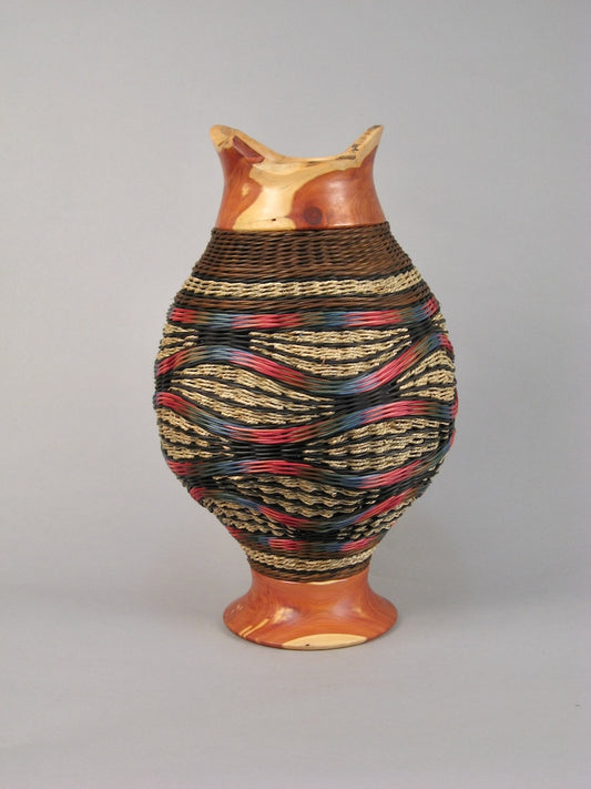TRIPLE HILLS WITH CEDAR MIXED MEDIA BASKETRY