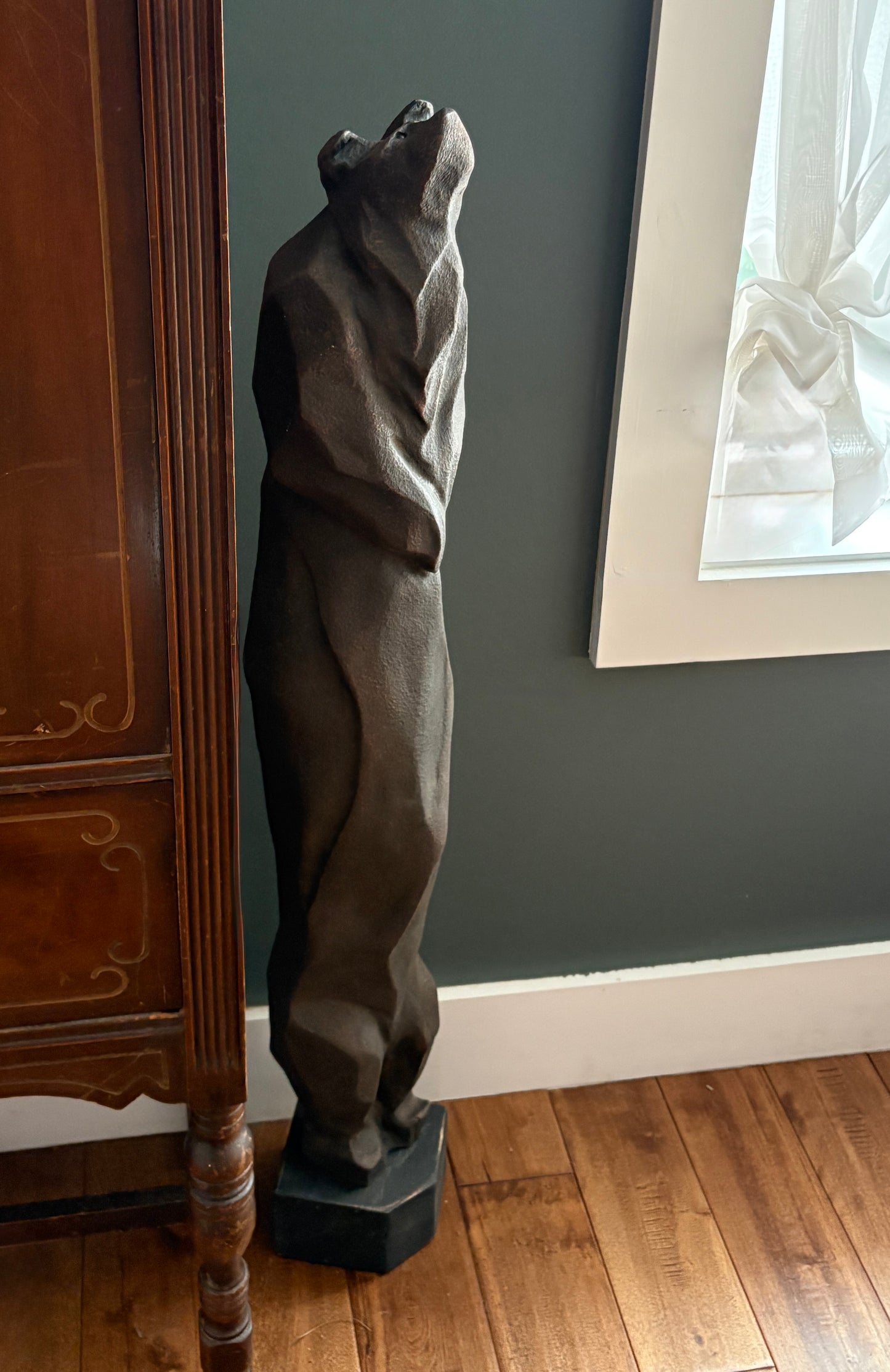 "URSA ALTUS II" POPLAR WITH METAL COATINGS WOOD SCULPTURE