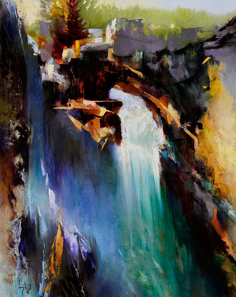 "BRIDGE OF GOD" ORIGINAL OIL ON LINEN/FRAMED