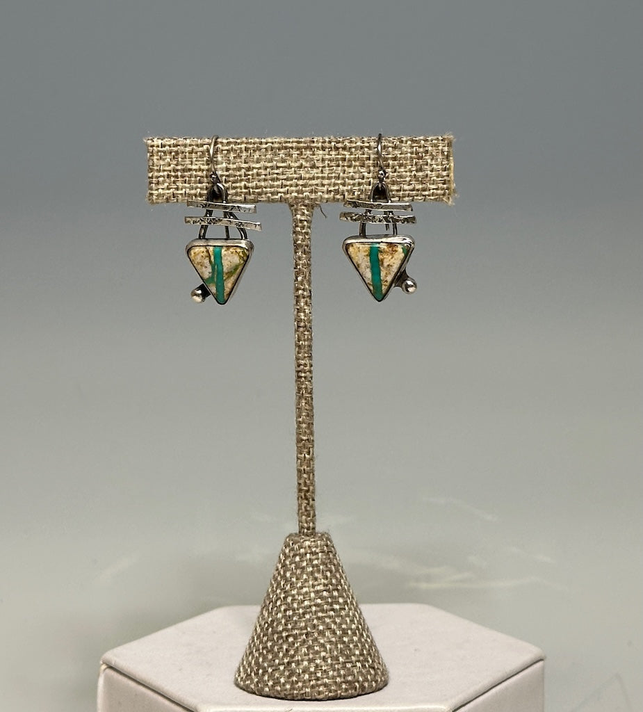 RIBBON TURQUOISE CROSS HATCH EARRINGS WK115