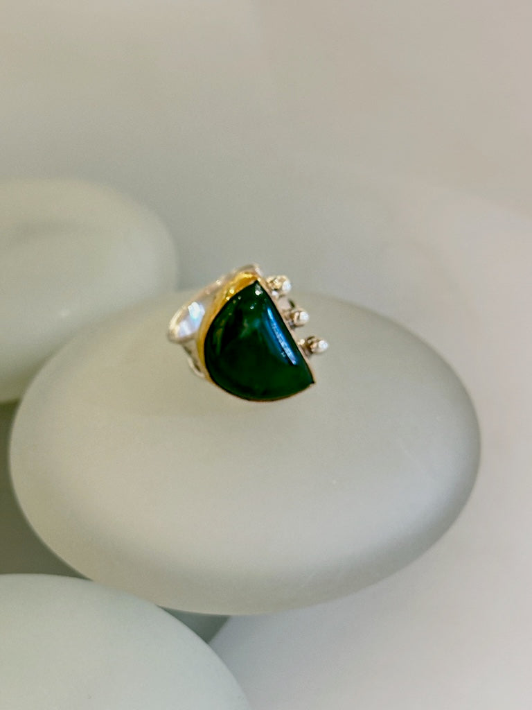 JADE RING WITH STERLING SILVER AND NUGOLD WK121