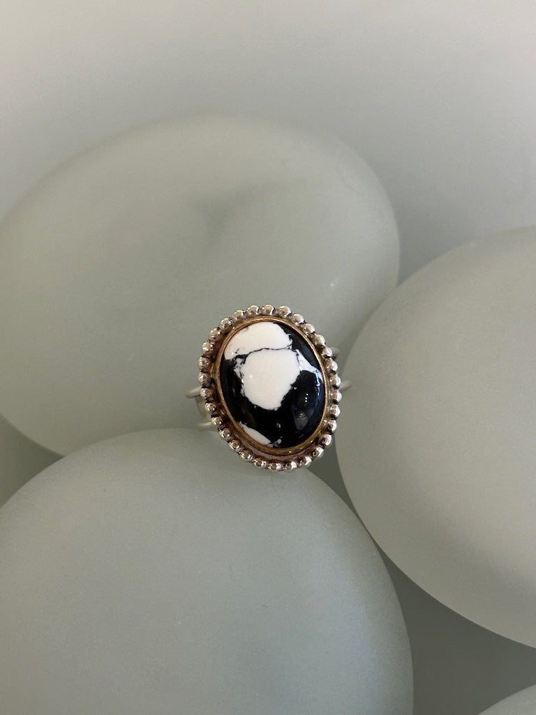 OVAL WHITE BUFFALO RING WK124