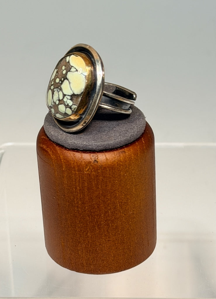 ALOE VARISCITE STERLING AND NU GOLD RING WK135