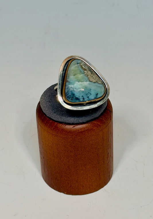 TRIANGLE LARIMAR AND STERLING SILVER ADJUSTABLE RING WK139