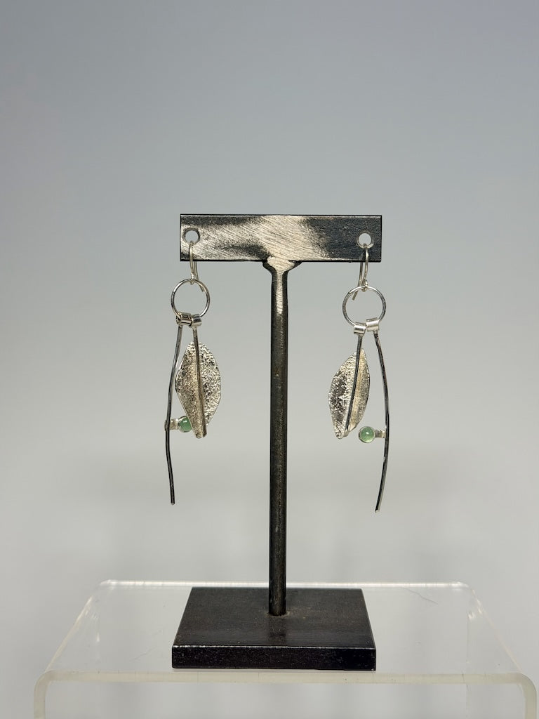 STERLING SILVER LEAF EARRINGS WK149