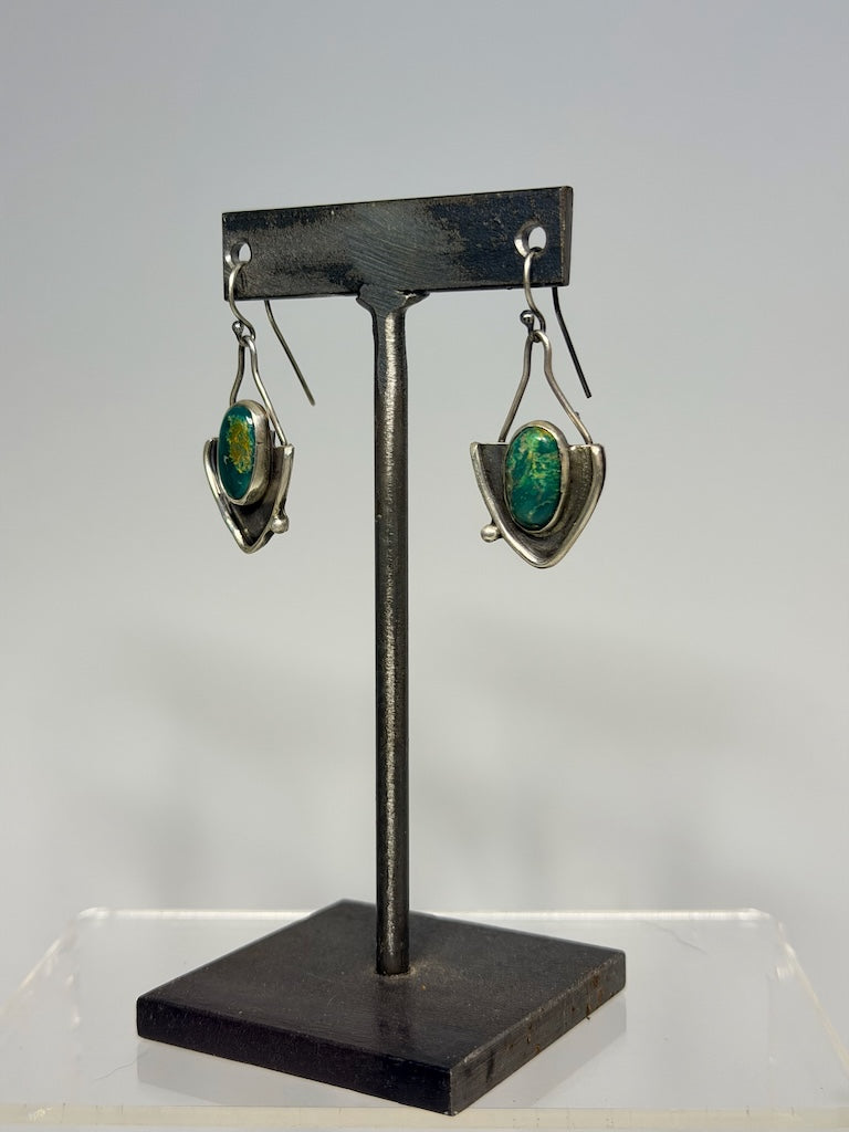 GREEN TURQUOISE SHIELD EARRINGS WK150