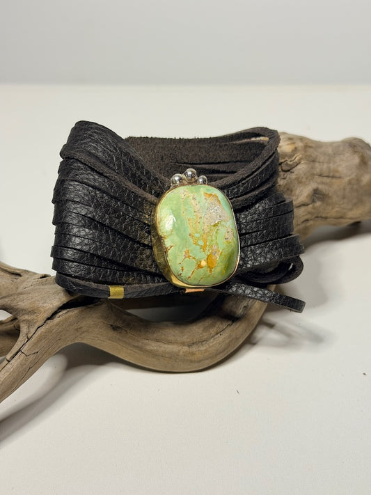 GREEN TURQUOISE LEATHER BRACELET WK152