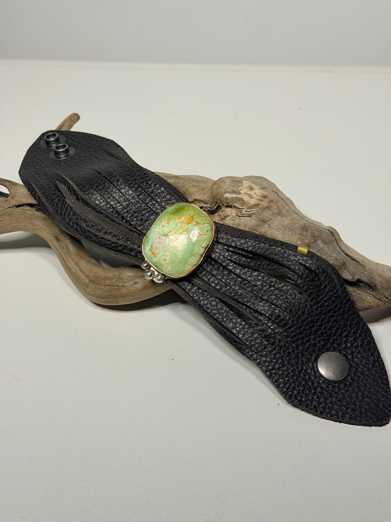 GREEN TURQUOISE LEATHER BRACELET WK152