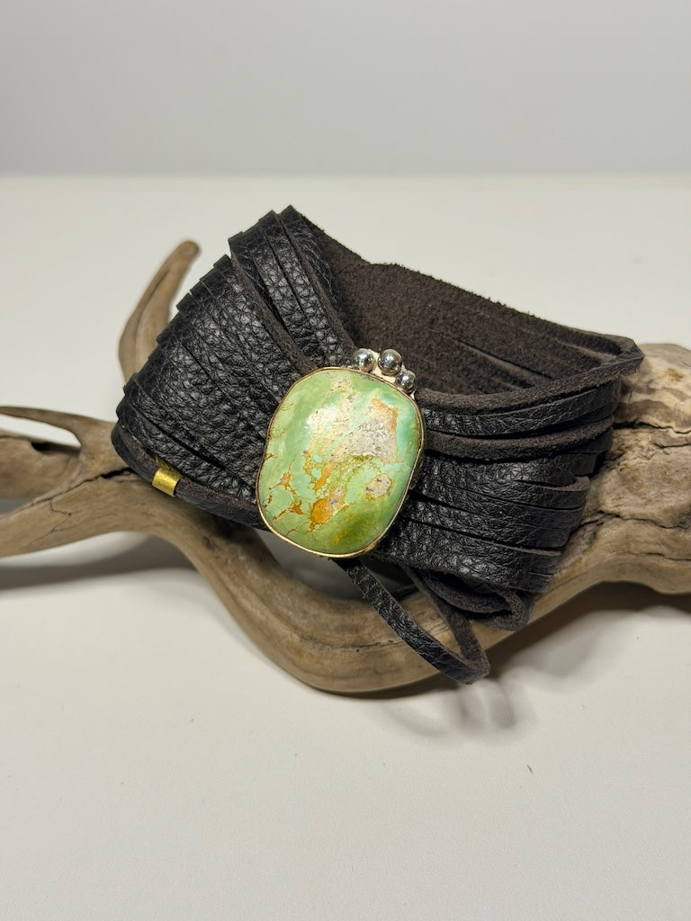 GREEN TURQUOISE LEATHER BRACELET WK152