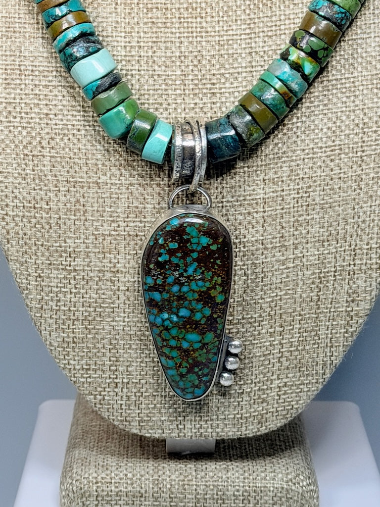 MULTI TURQUOISE BEAD NECKLACE WITH TURQUOISE PENDANT WK162