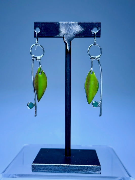STERLING KINETIC ENAMELED LEAF EARRINGS WK133