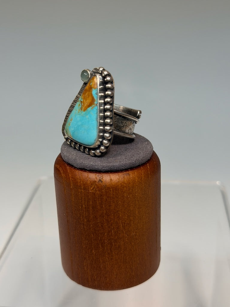 TRIANGLE SHAPED TURQUOISE STERLING RING WK134