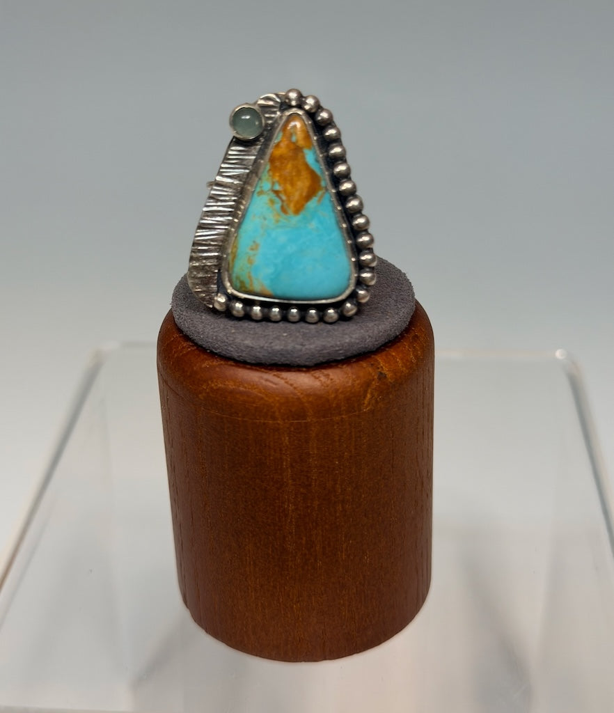 TRIANGLE SHAPED TURQUOISE STERLING RING WK134