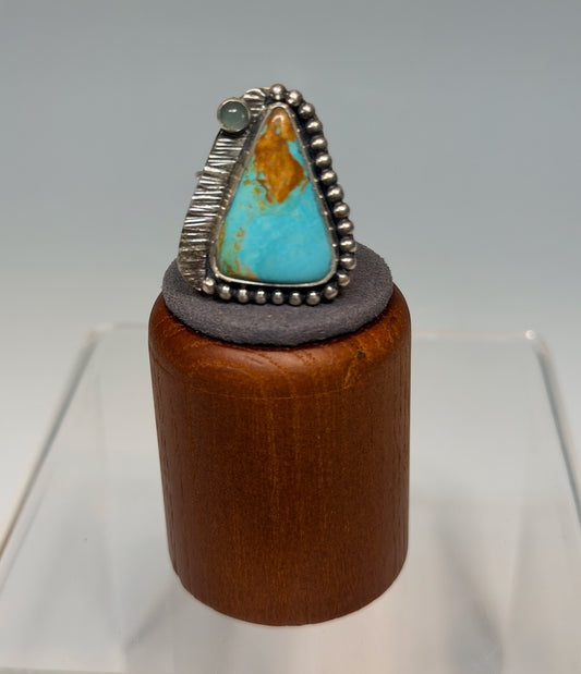 TRIANGLE SHAPED TURQUOISE STERLING RING WK134