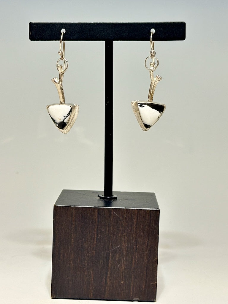 WHITE BUFFALO STERLING SILVER DROP EARRINGS WK59