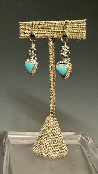 STONE MOUNTAIN TURQUOISE AND STERLING SILVER DROP EARRINGS  WK7