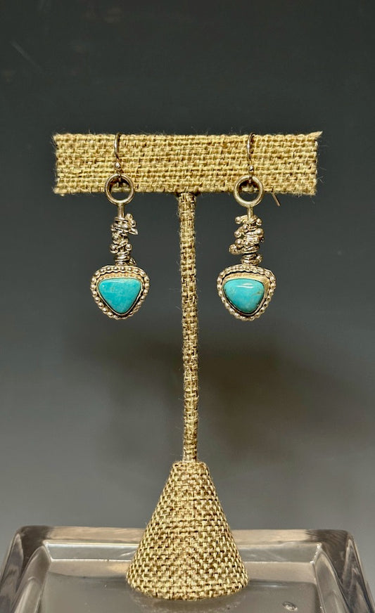 STONE MOUNTAIN TURQUOISE AND STERLING SILVER DROP EARRINGS  WK7