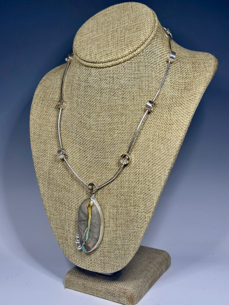 RIBBON TURQUOISE AND STERLING SILVER NECKLACE WK76