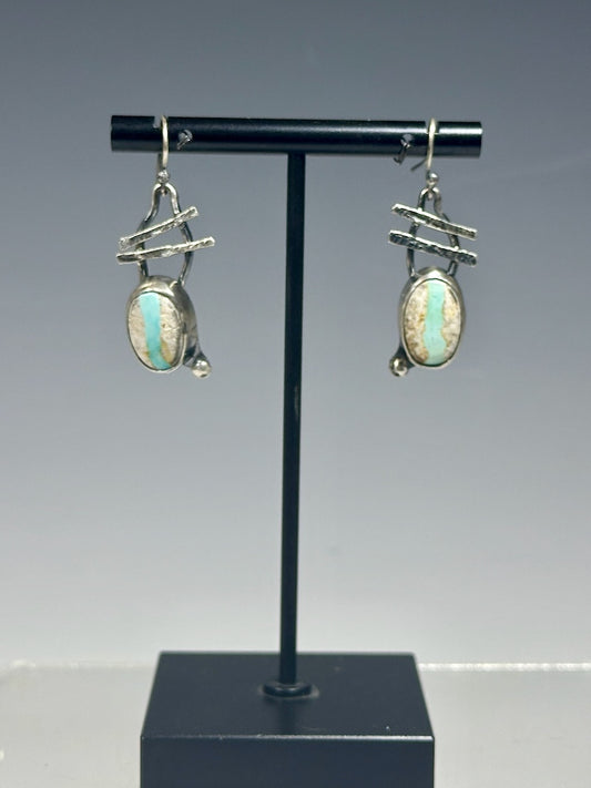 CROSS HATCH RIBBON TURQUOISE EARRINGS WK97