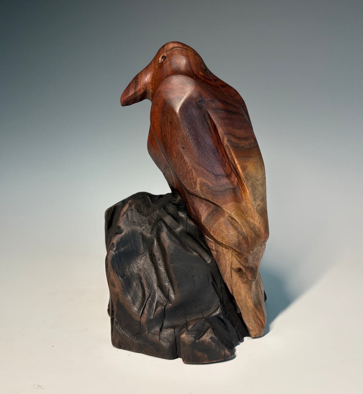 "WALNUT RAVEN" BLACK WALNUT & WAX WOOD SCULPTURE