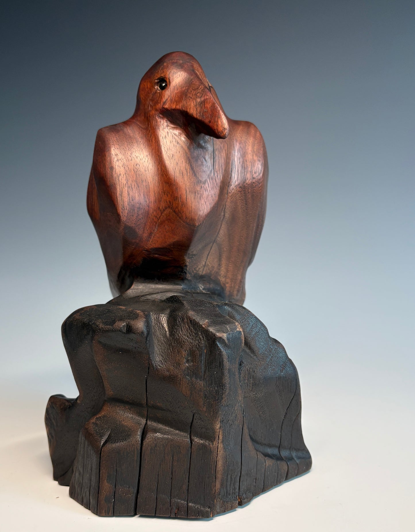 "WALNUT RAVEN" BLACK WALNUT & WAX WOOD SCULPTURE