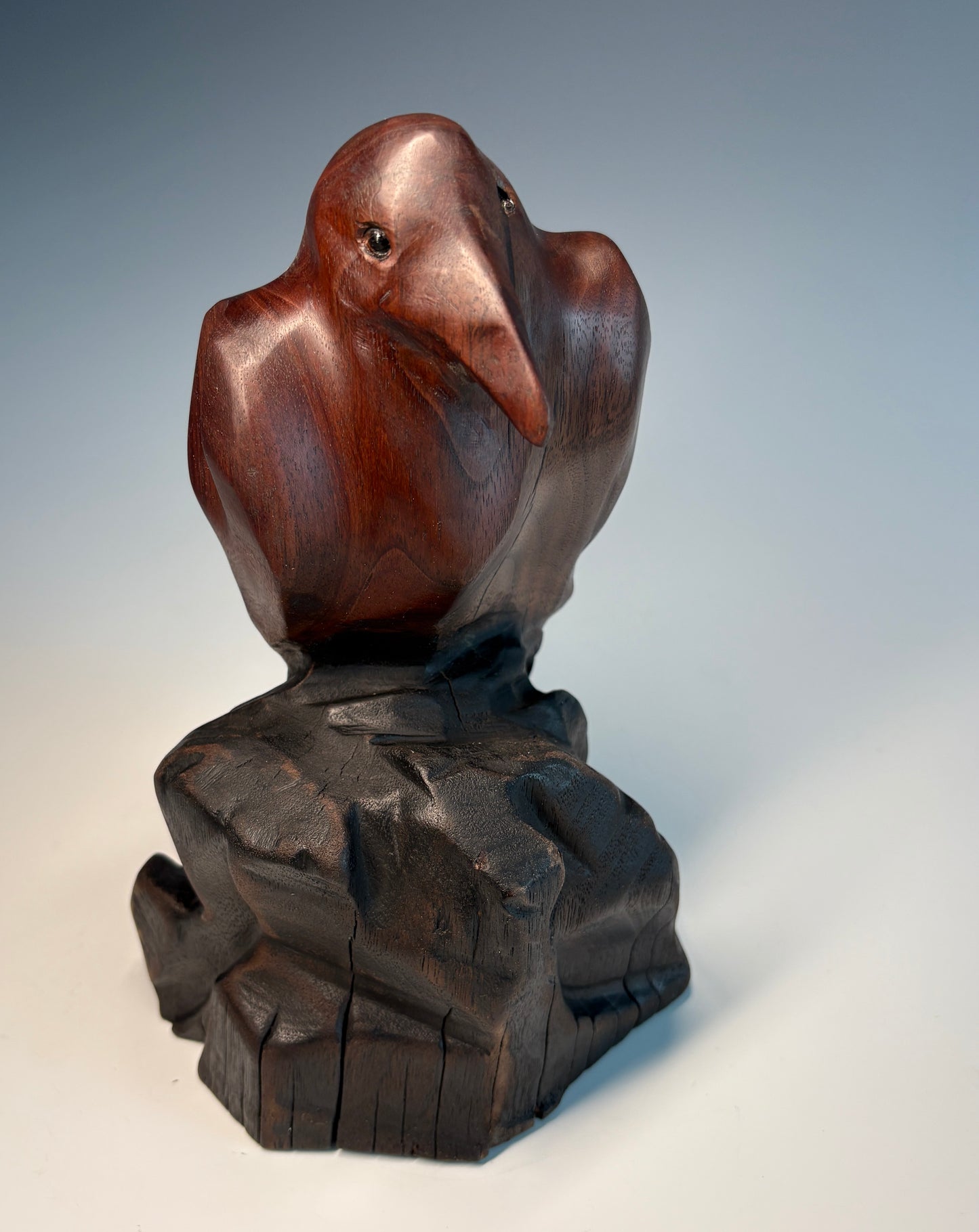 "WALNUT RAVEN" BLACK WALNUT & WAX WOOD SCULPTURE