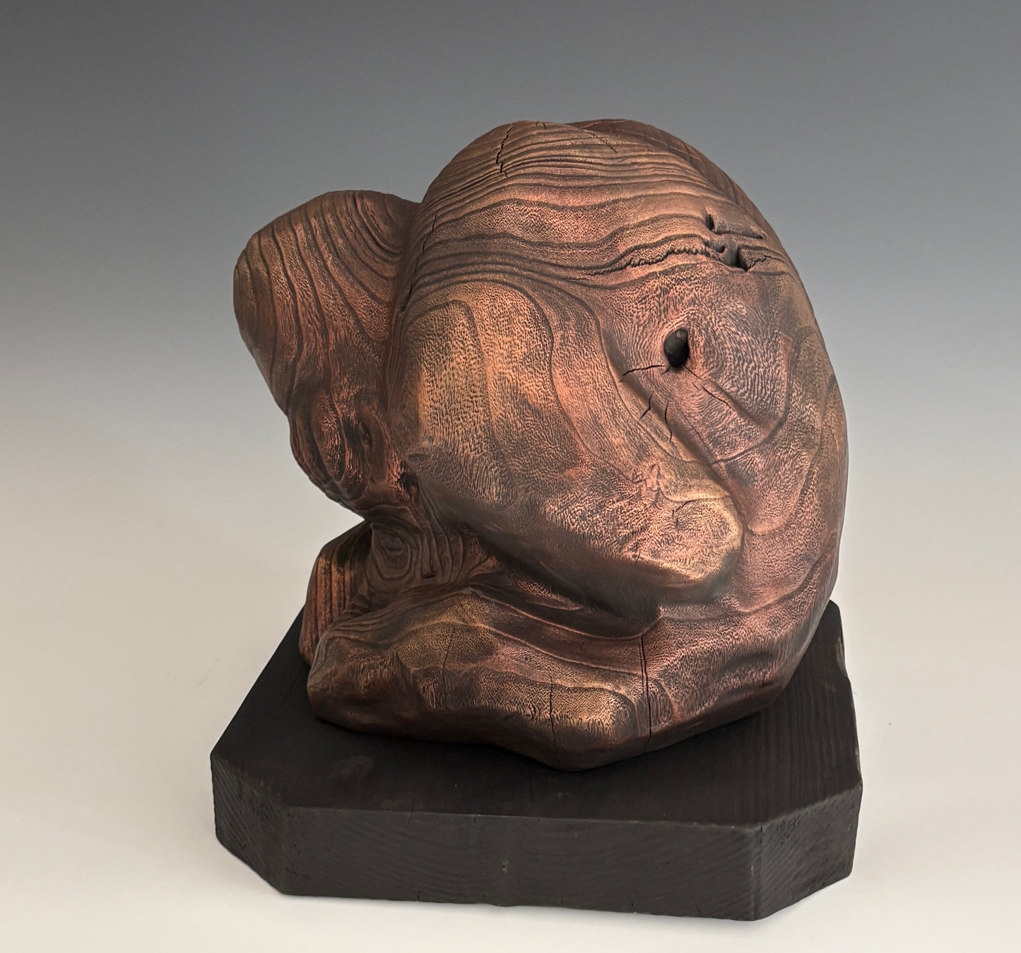 "WEEPING BUDDHA" HAND CARVED PAULOWNIA SCULPTURE