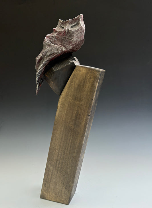 "WILDFIRE" HAND CARVED WHITE PINE WITH CHALK PAINT SCULPTURE
