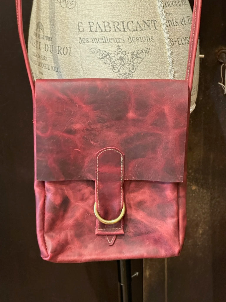 "MEDIUM SATCHEL" RED with Gold Hardward Handmade Leather Handbag YB5