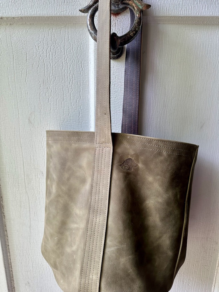 "Gather" Olive Handmade Leather Handbag