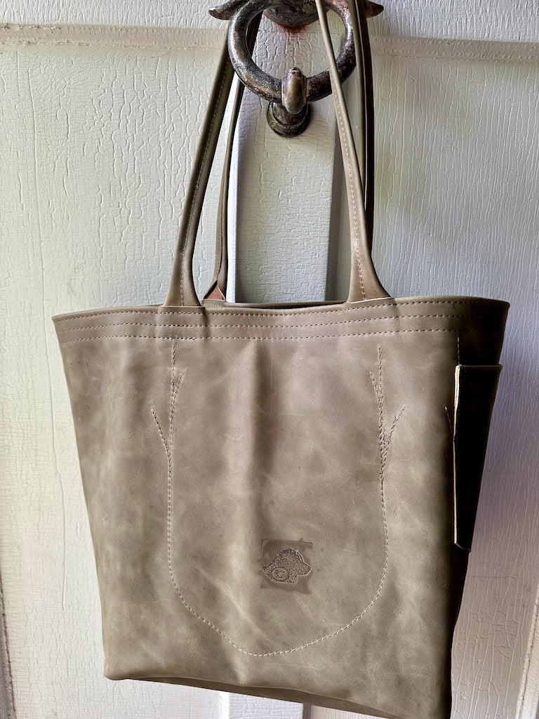 "STANDARD TOTE LARGE" Grey Handmade Leather Handbag (Copy)