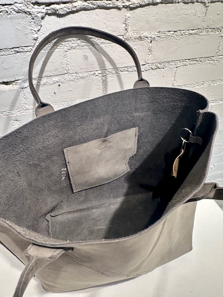 "STANDARD TOTE LARGE" Grey Handmade Leather Handbag (Copy)