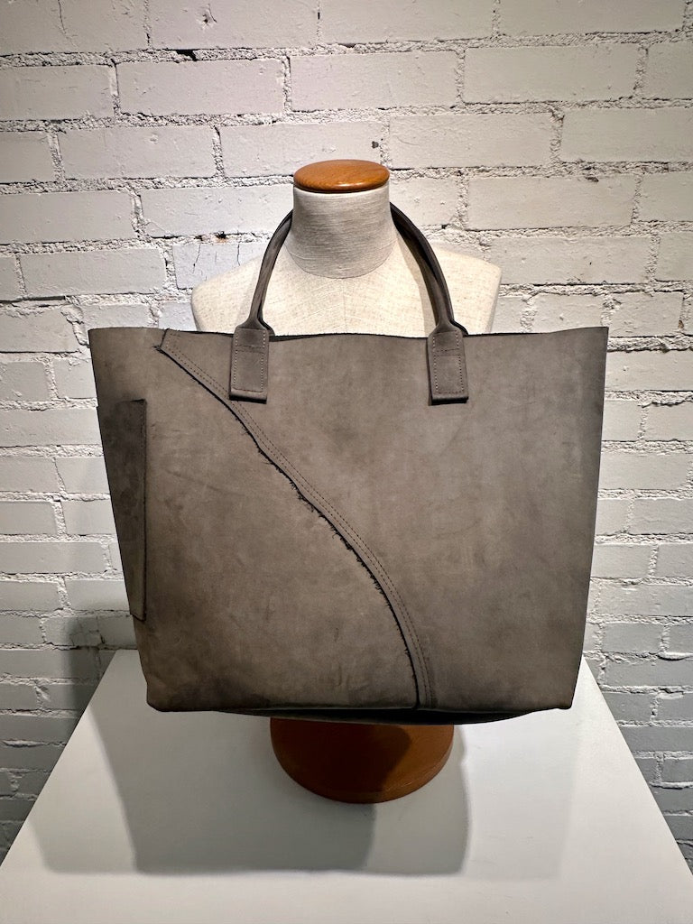 "STANDARD TOTE LARGE" Grey Handmade Leather Handbag (Copy)