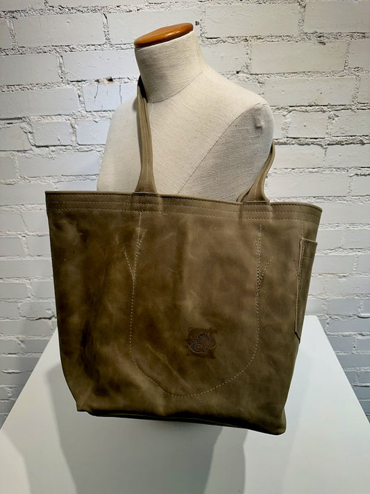 "STANDARD TOTE LARGE" Olive Handmade Leather Handbag