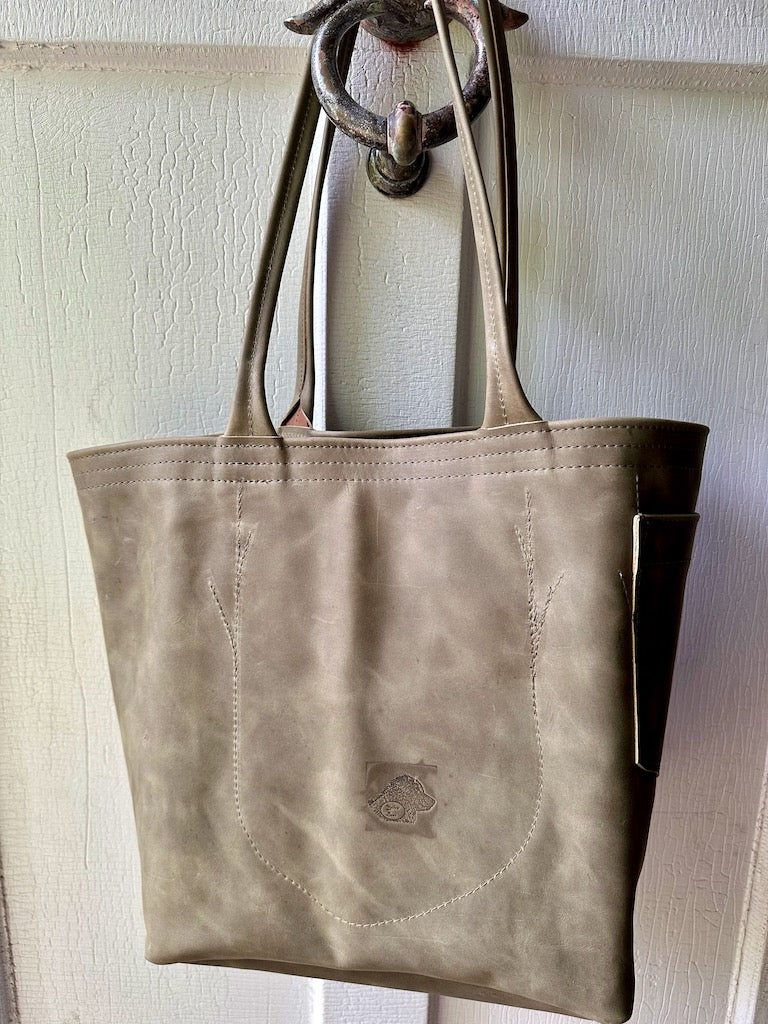 "STANDARD TOTE LARGE" Olive Handmade Leather Handbag