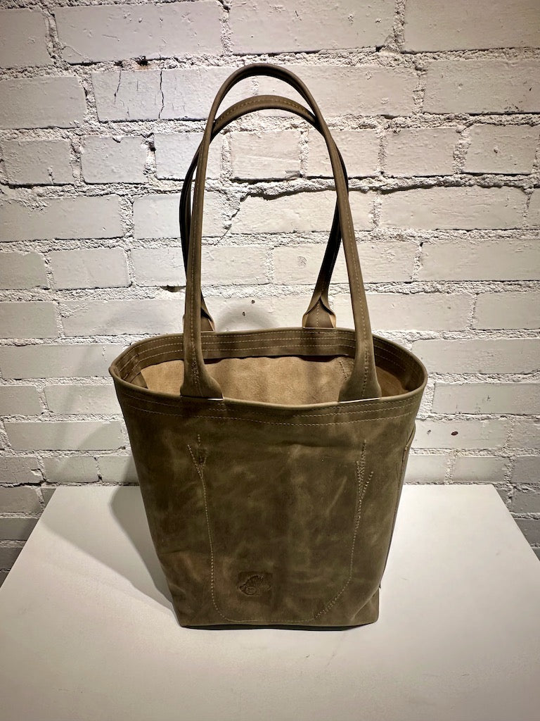 "STANDARD TOTE" Olive Handmade Leather Handbag (Copy)