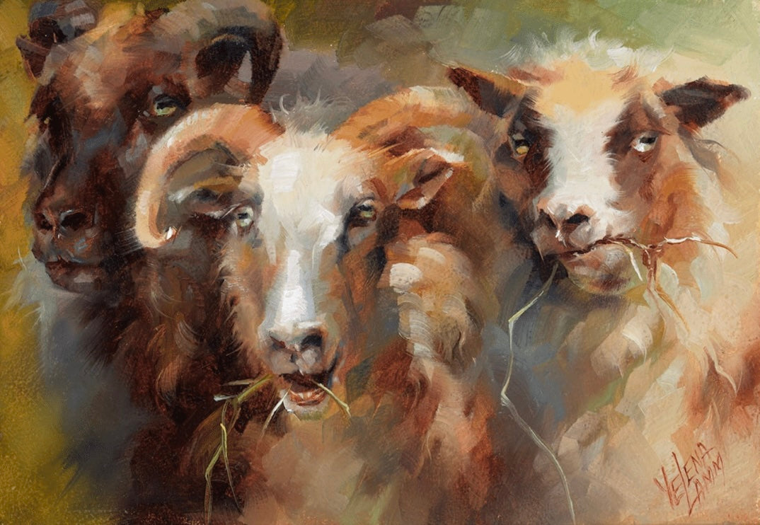 "THREE MUSKETEERS" ORIGINAL OIL STUDY ON PANEL/FRAMED