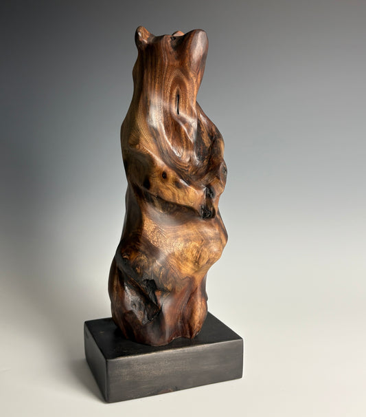 "YOUNG JULIET" HAND CARVED BLACK WALNUT SCULPTURE